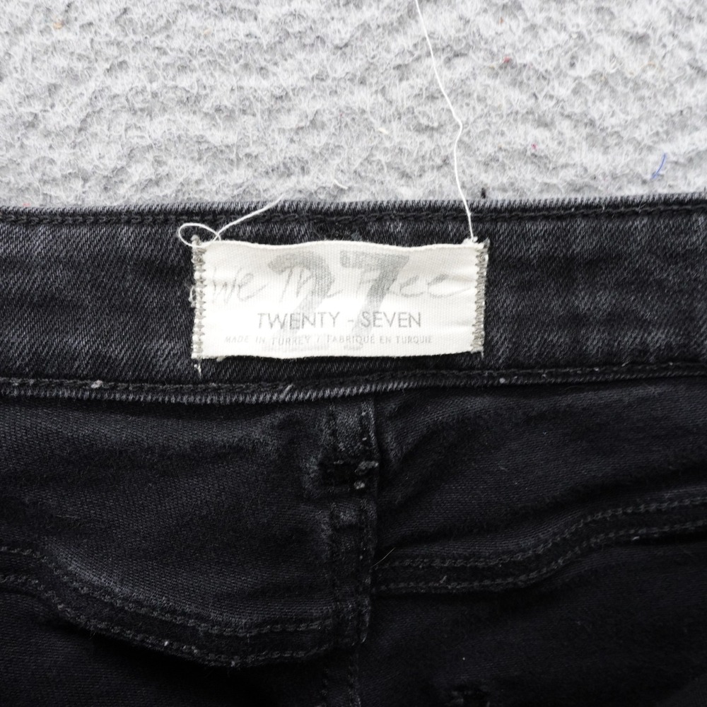 We The Free People Skinny Jeans‎ 27 Black Womens Button Fly Distressed Raw Hem - Picture 5 of 15